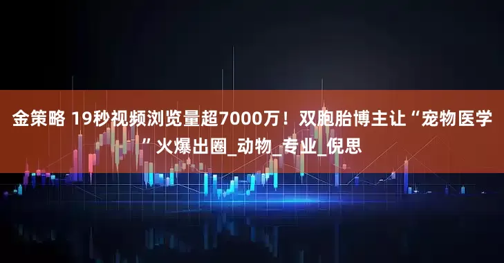 金策略 19秒视频浏览量超7000万！双胞胎博主让“宠物医学”火爆出圈_动物_专业_倪思
