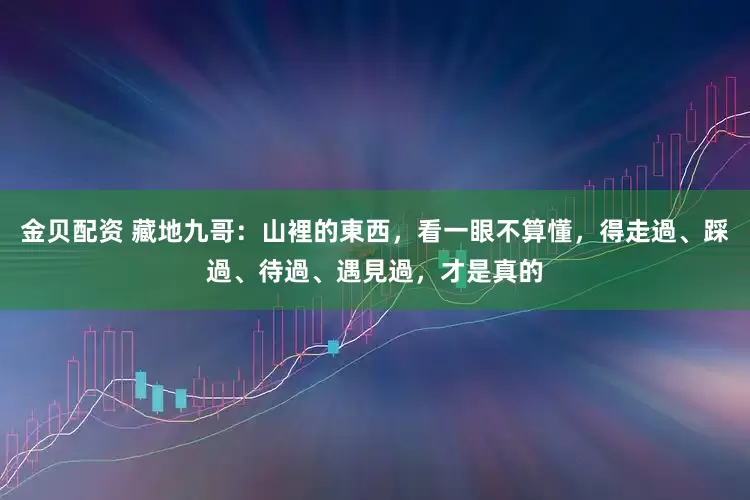 金贝配资 藏地九哥：山裡的東西，看一眼不算懂，得走過、踩過、待過、遇見過，才是真的